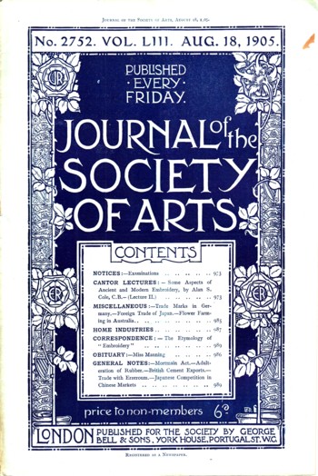 Journal of the Society of Arts 1905 Aug 18