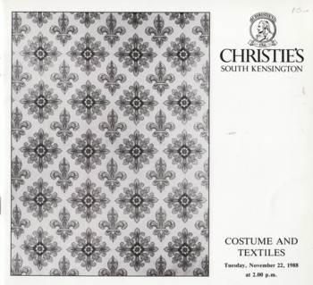 Costume and Textiles auction catalog Nov 22, '88