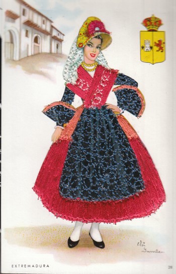 Postcard (773): Embroidered Post card of young lady from Extrema dura