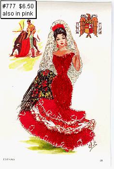 Postcard (777): Embroidered Post Card Senora with bullfighter