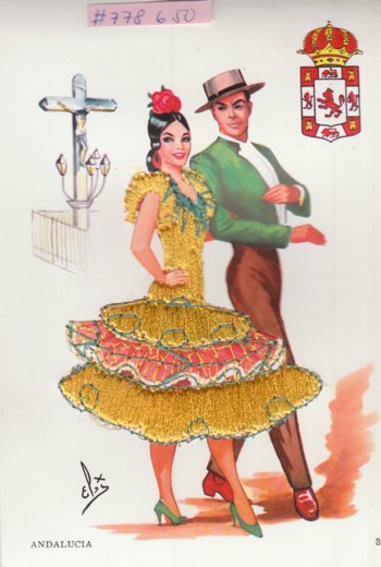 Postcard (778): Embroidered Post Card of Senora from Andalucia