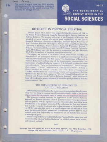 Research in Political Behavior