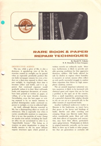 Rare Book & Paper Repair Techniques