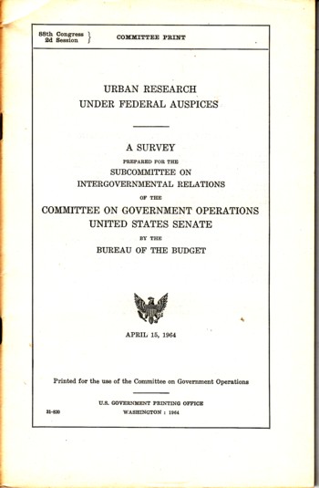 Urban Research Under Federal Auspices