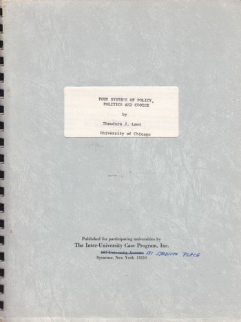 Four Systems of Policy, Politics and Choice