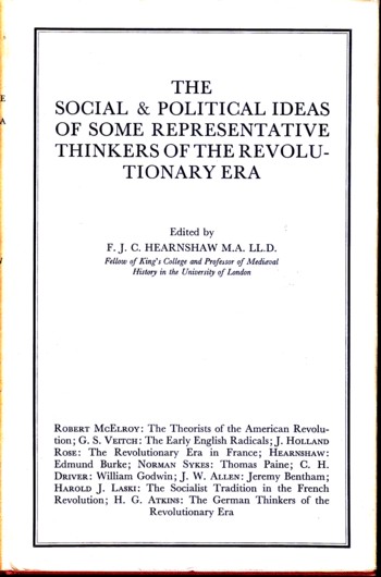 Social & Political Ideas of Some Representative Thinkers of the R evol