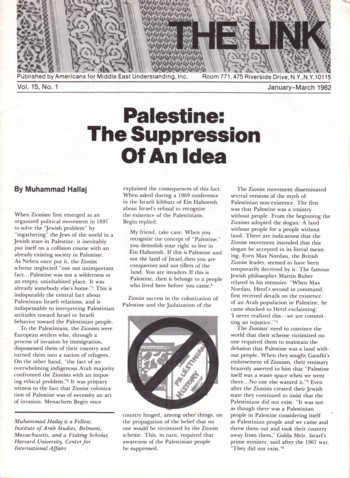The Link: Palestine: The Suppression of an Idea 1982 Jan-March