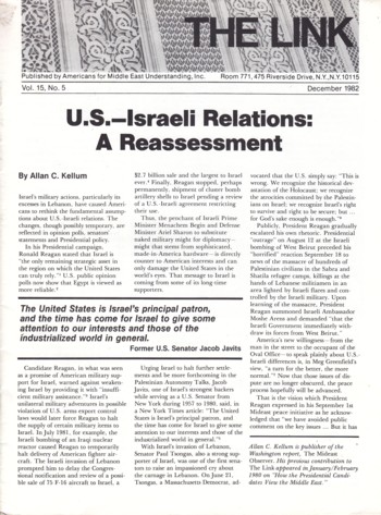 The Link: US - Israeli Relations: A Reassessment
