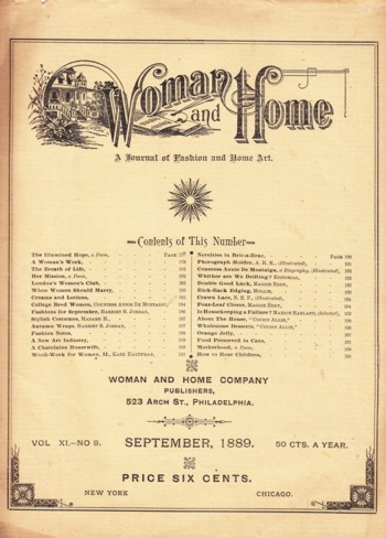 Woman and Home: a journal of fashion and home art 1889 September
