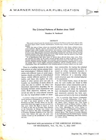 Criminal Patterns of Boston Since 1849