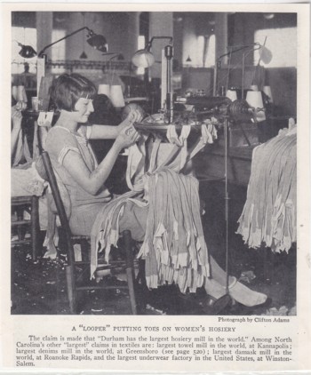 Looper Putting Toes on Women's Hosiery