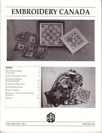 Embroidery Canada 1991 Winter vol xviii #2