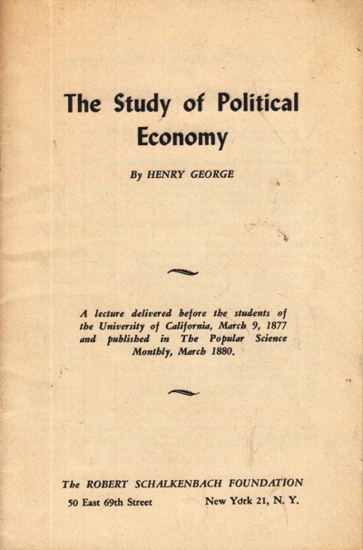 Study of Political Economy (lecture delivered 1877)