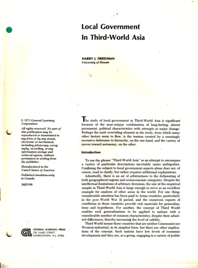 Local Government in Third-World Asia