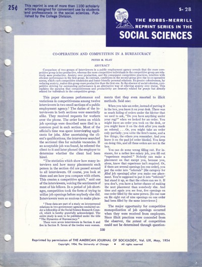 Co-operation and Competition in a Bureaucracy