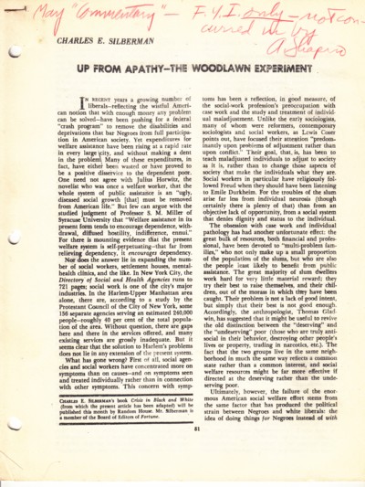 Up From Apathy--The Woodlawn Experiment