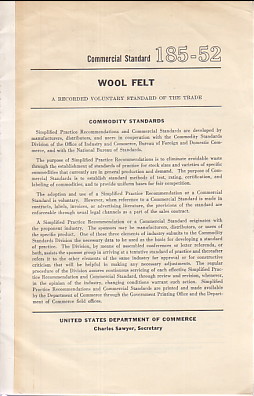 Wool Felt: a recorded voluntary standard of the trade