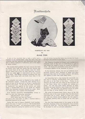 Handkerchiefs Pamphlet #9404 and #9403