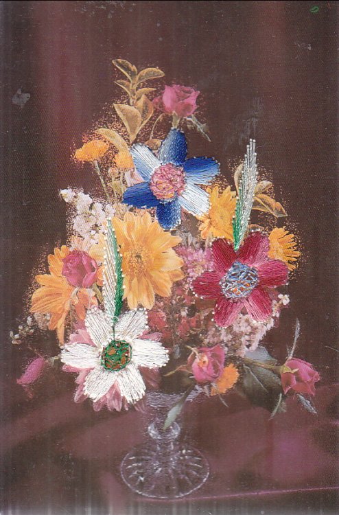Embroidered Post Card: flowers