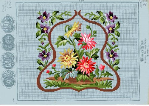 Berlin Wool Work: Yellow and Pink