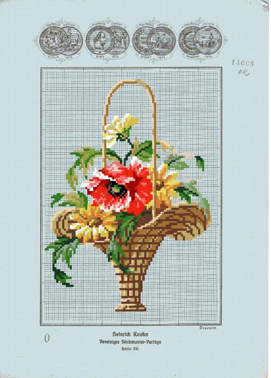 Berlin Wool WorK: Basket of Flowers