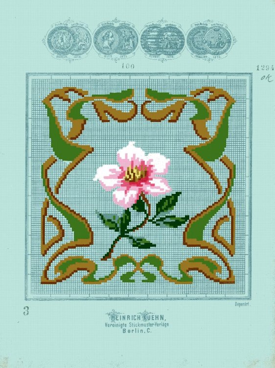 Berlin Wool Work: Pink Flower