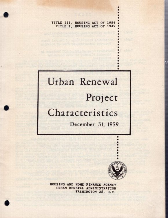 Urban Renewal Project Charactetrisics December 31, 1959