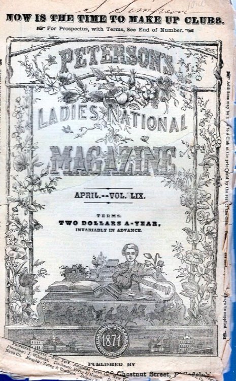 Ladies National Magazine April 1871 vol LIX, 56 pages plus fashio n plates, one in color