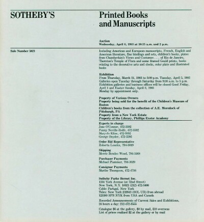 Printed Books and Manuscripts (06 Apr 1983)