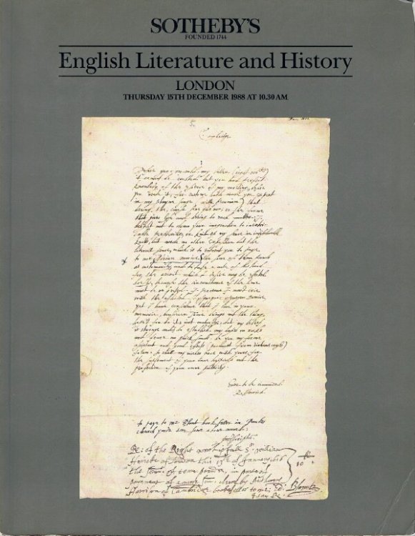 English Literature and History (London, 15 December 1988)