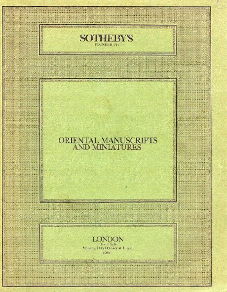 Oriental Manuscripts and Miniatures (London, Oct. 10, 1988)