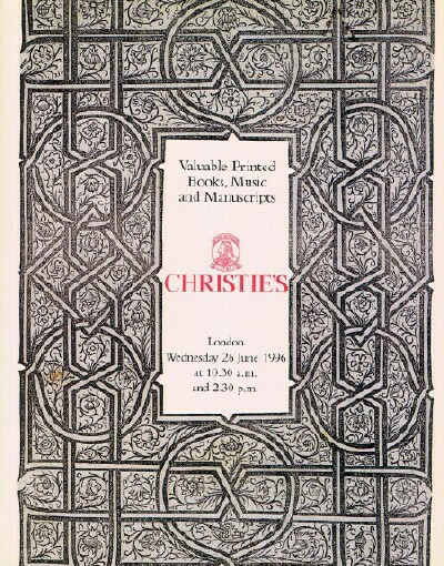 Valuable Printed Books, Music and Manuscripts (26 June 1996, London)