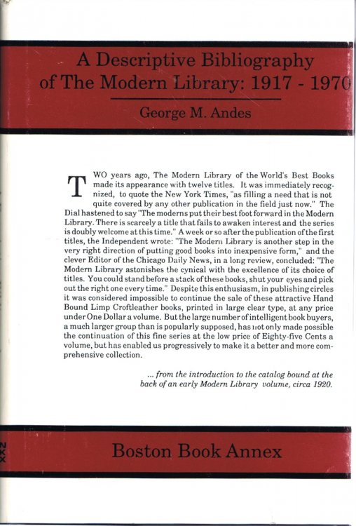 Descriptive Bibliography of the Modern Library: 1917-1970