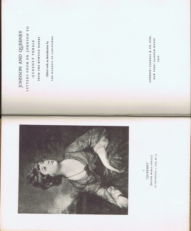 Johnson and Queeney: Letters from Dr. Johnson to Queeney Thrale, from the Bowood Papers