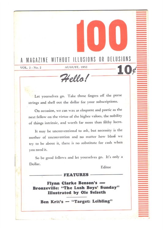 100: A Magazine without Illusions or Delusions (Vol. 2, No. 2, August, 1952)