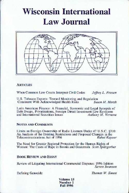 Wisconsin International Law Journal (Volume 15, Number 1)