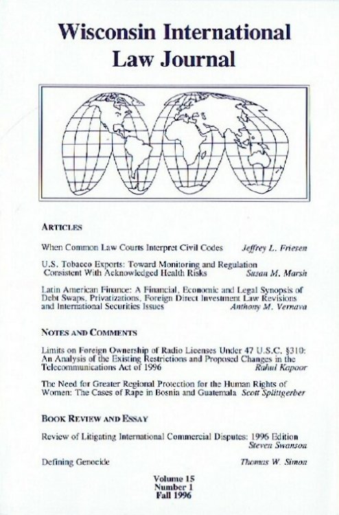 Wisconsin International Law Journal (Volume 15, Number 1)