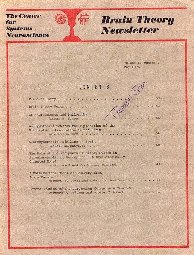Brain Theory Newsletter (Vol. 1, No. 4, May 1976)