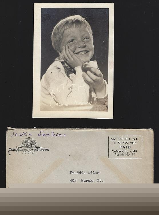 VINTAGE ORIGINAL STUDIO SIGNED PHOTOGRAPH OF BUTCH JACKIE JENKINS WITH ORIGINAL ENVELOPE