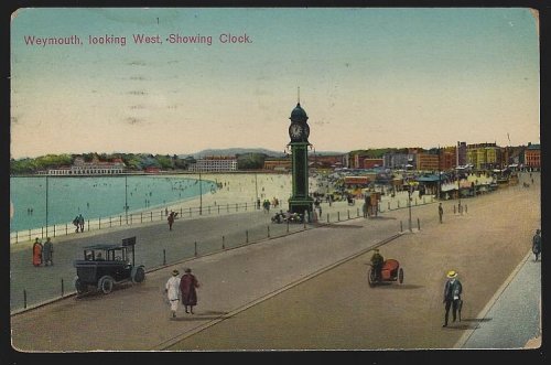 LOOKING WEST SHOWING CLOCK, WEYMOUTH, ENGLAND