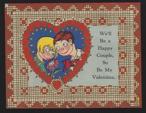 VINTAGE VALENTINE CARD WITH LITTLE BOY AND LITTLE GIRL
