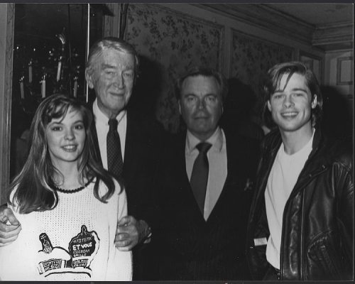 ORIGINAL PHOTOGRAPH JIMMY STEWART, ROBERT WAGNER, SHALANE MCCALL AND BRAD PITT