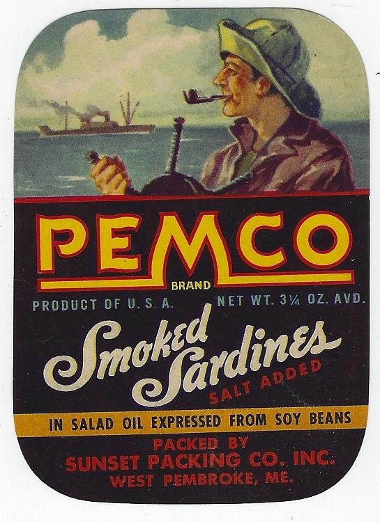 PEMCO SMOKED SARDINES CAN LABEL