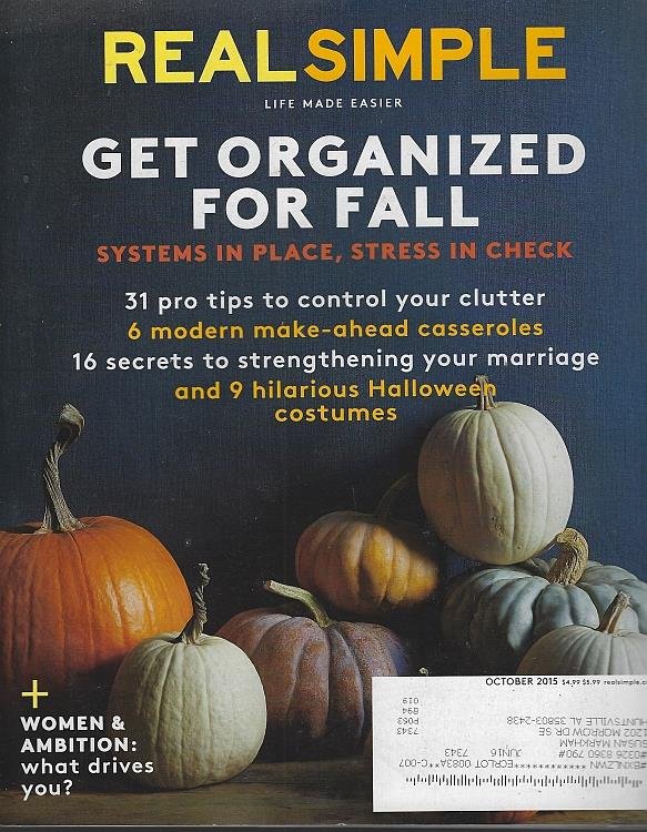 REAL SIMPLE MAGAZINE OCTOBER 2015
