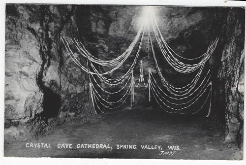 REAL PHOTO POSTCARD OF CRYSTAL CAVE CATHEDRAL, SPRING VALLEY, WISCONSIN