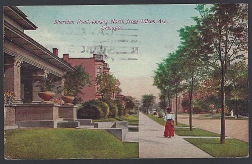 SHERIDAN ROAD LOOKING NORTH FROM WILSON AVENUE, CHICAGO, ILLINOIS