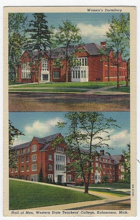 WOMEN'S DORMITORY AND HALL OF MEN, WESTERN STATE TEACHER'S COLLEGE, KALAMAZOO, MICHIGAN