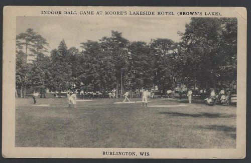 INDOOR BALL GAME AT MOORE'S LAKESIDE HOTEL, BROWN'S LAKE, BURLINGTON, WISCONSIN