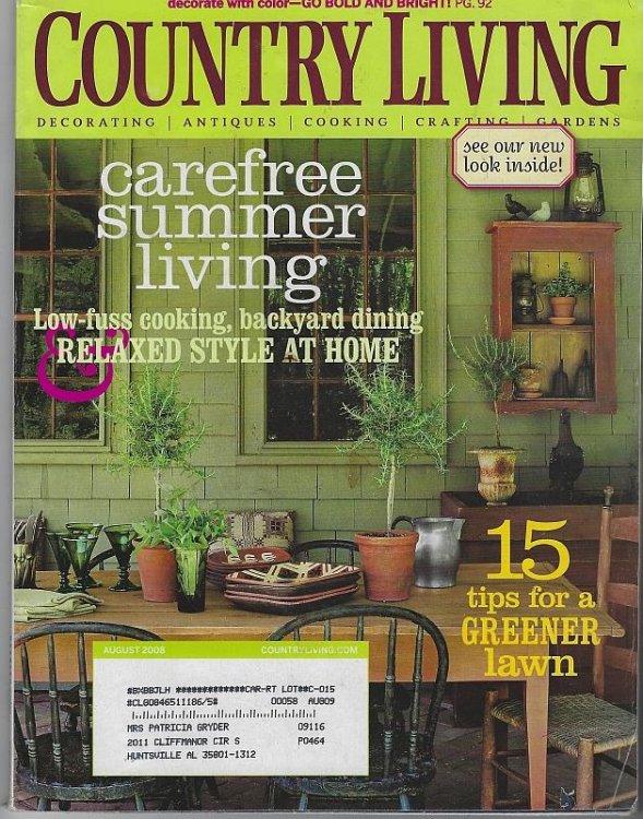 COUNTRY LIVING MAGAZINE AUGUST 2008