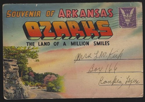 SOUVENIR OF ARKANSAS OZARKS, THE LAND OF A MILLION SMILES, POSTCARD FOLDER